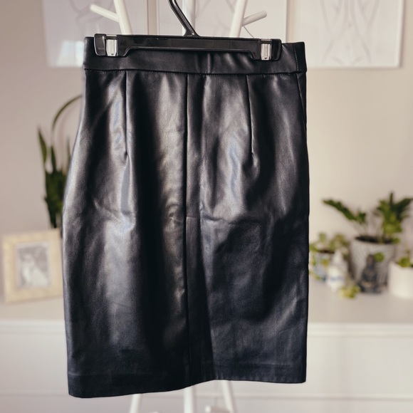 DYNAMITE Faux Leather Bodycon Midi Wrap Skirt - Picture 3 of 5